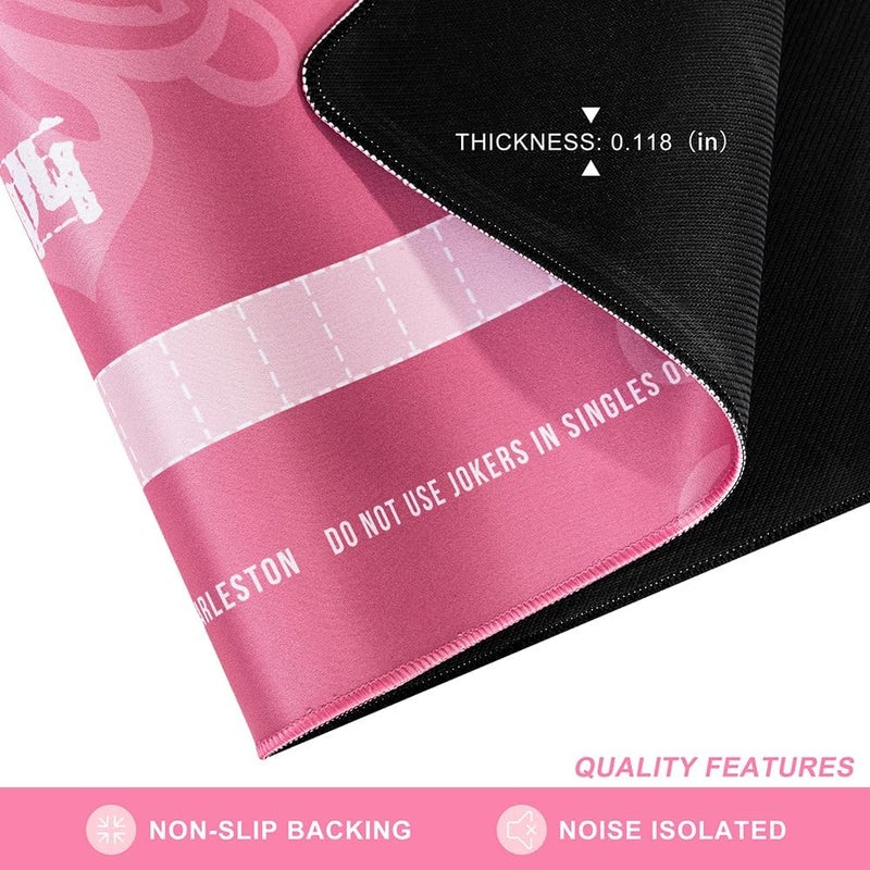 TANSOREX Mahjong Mat for Table with Printed American Rules & Carry Bag, 32.4x32.4 Inch Non-Slip Silent Tabletop Gaming Mat for American Mahjong & Tile Games (Pink) - Image 2